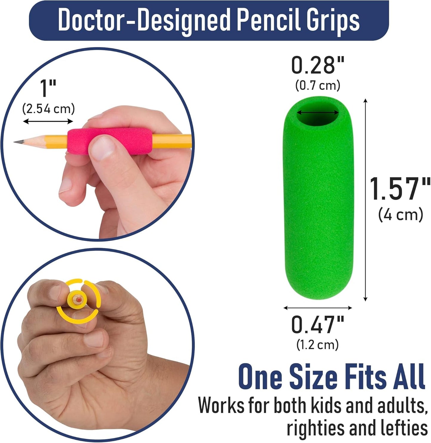 The Pencil Grip The Classics Soft Foam Pencil Grips, Ergonomic Writing Aid for Lefties and Righties, 1.5 Inch Long, Assorted Colors, 100 Pack - TPG-164100