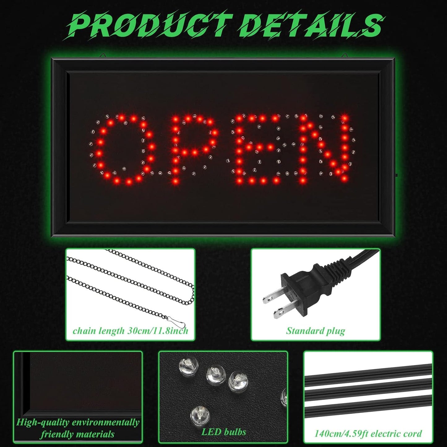 Open Closed Signs for Business LED Open Closed Sign Light Open and Closed Sign Display Closed Neon Sign Coffee Open Sign for Bar Pizza Store Restaurant Hotel ATM Party Supplies,18.9 x 9.8 Inches