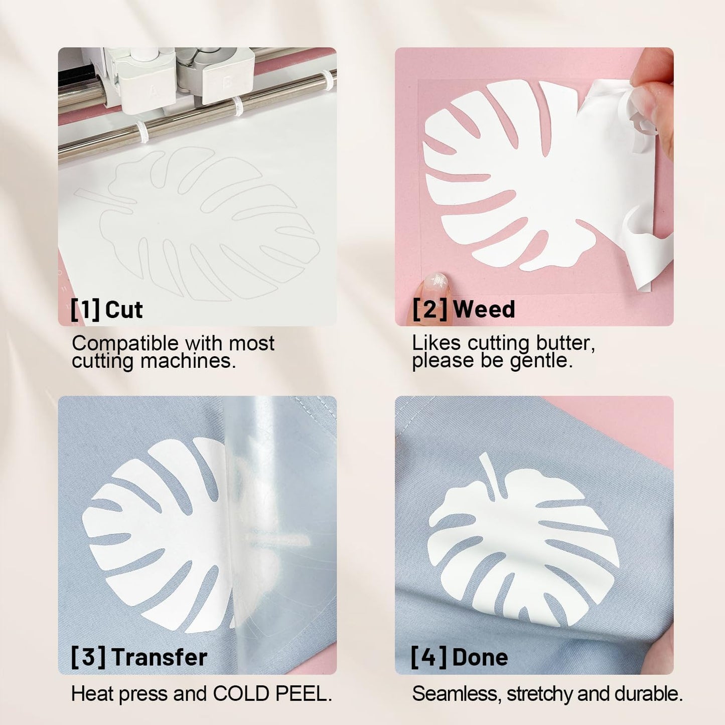 TransOurDream Tru-PU Heat Transfer Vinyl Roll, 12'' x 8ft Matte White Vinyl for Explore AIR 2, Maker, Cameo, Matte White HTV Iron on Vinyl for T-Shirts, Thinner, Soft, Sticky, Unprintable
