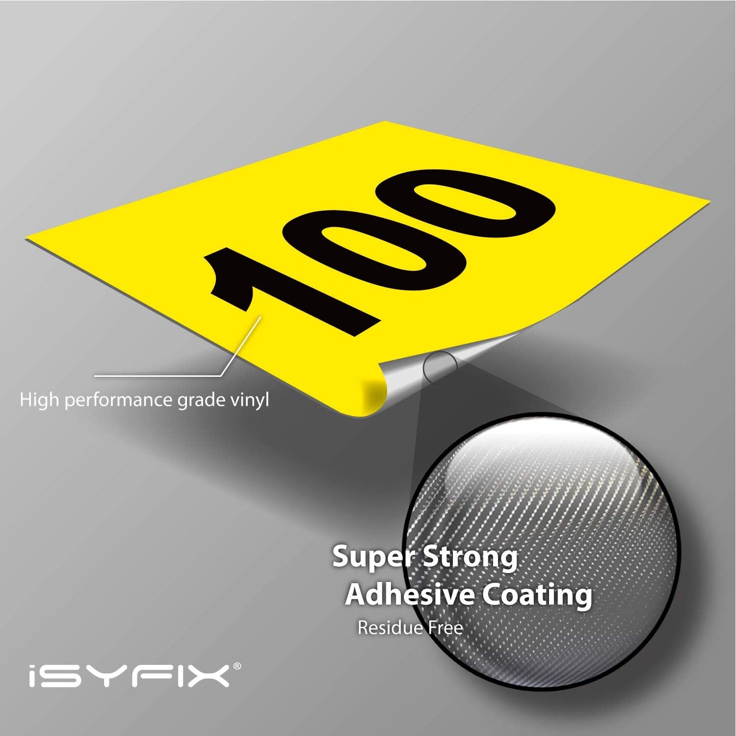 iSYFIX Yellow Consecutive Number Stickers – 1 to 100, 4-inch, 1 Set – Vinyl Self Adhesive Premium Decal, Ideal for Inventory, Storage, Organizing, Boxes, Toolbox, Lockers & More, Indoor/Outdoor