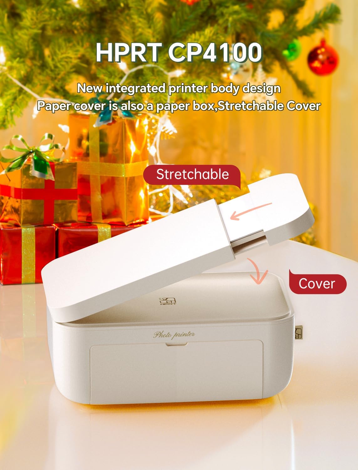 HPRT Photo Printer 4x6,+20 Sheets&1ribbon, Picture Printer for iPhone, Android, Smartphone, AR Video Printing, Portable Photo Printers CP4100
