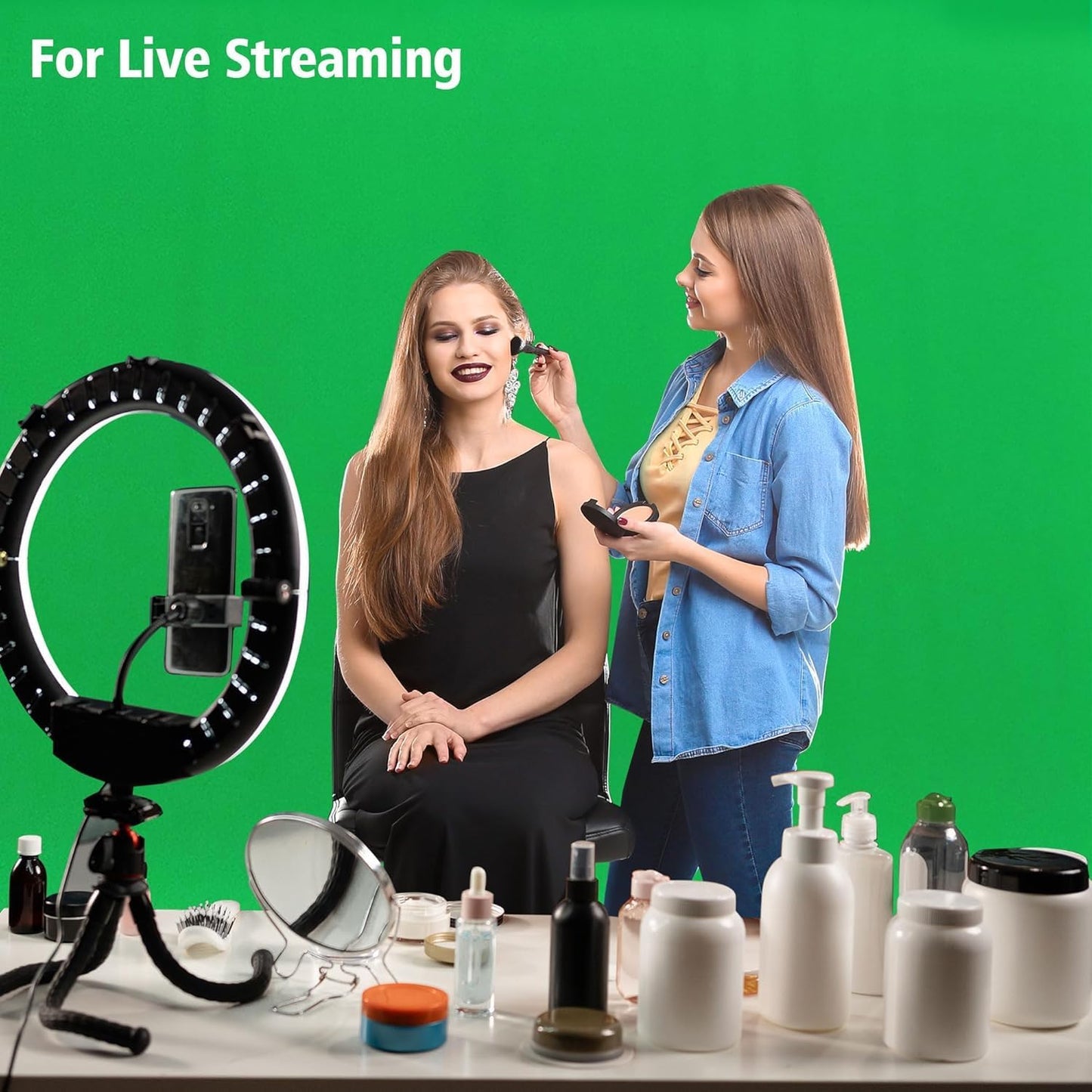 8 x10 FT Green Screen Backdrop - Polyester Fabric for Video Streaming, Portrait Photoshoot, Wall Mounted, Parties and Small Events