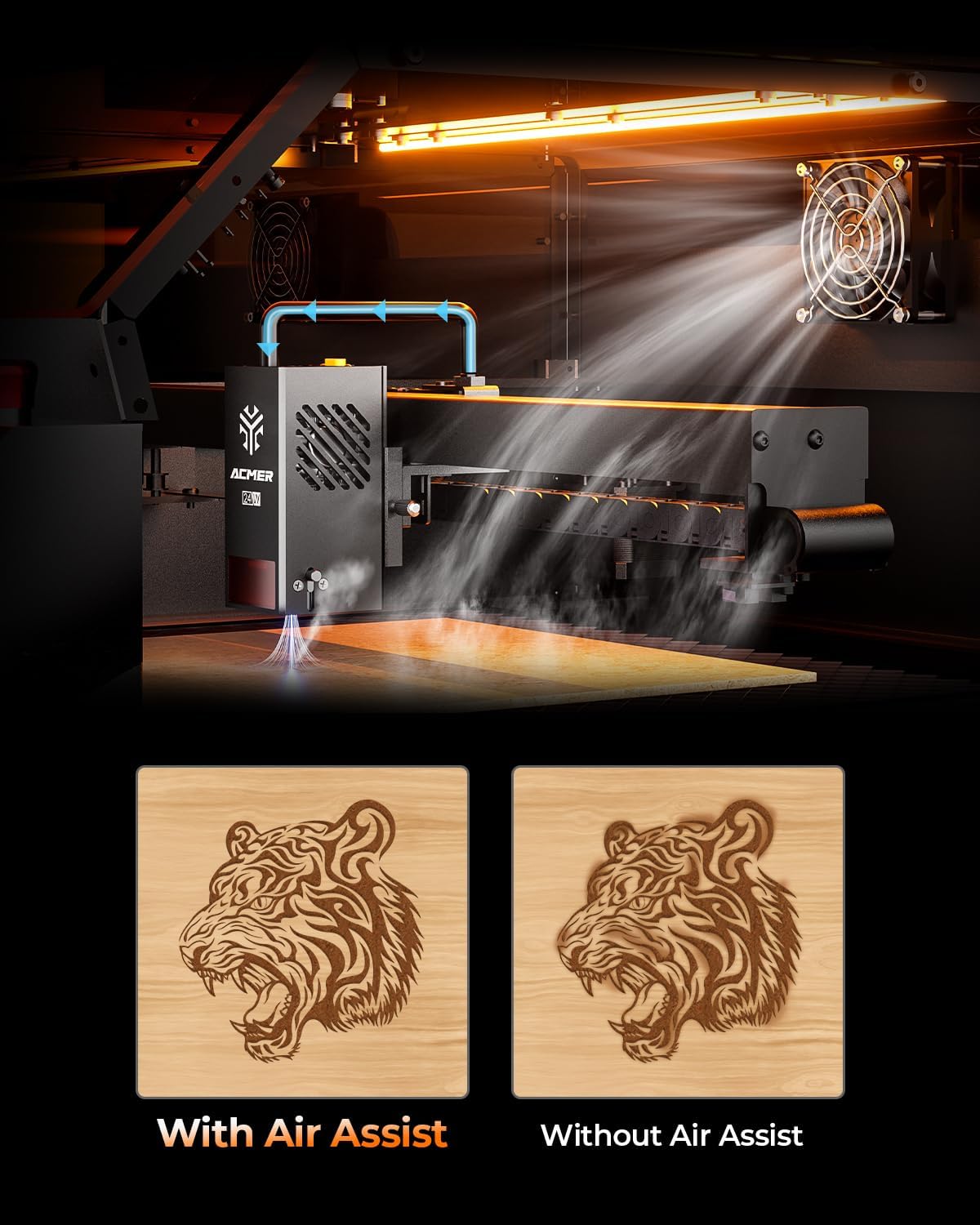 Laser Engraver-Desktop Diode 24W Output with Integrated Housing,Built-in Camera Module and Air Assist 48000mm/s,Laser Cutting and Engraving Machines for Wood/Acrylic/Metal