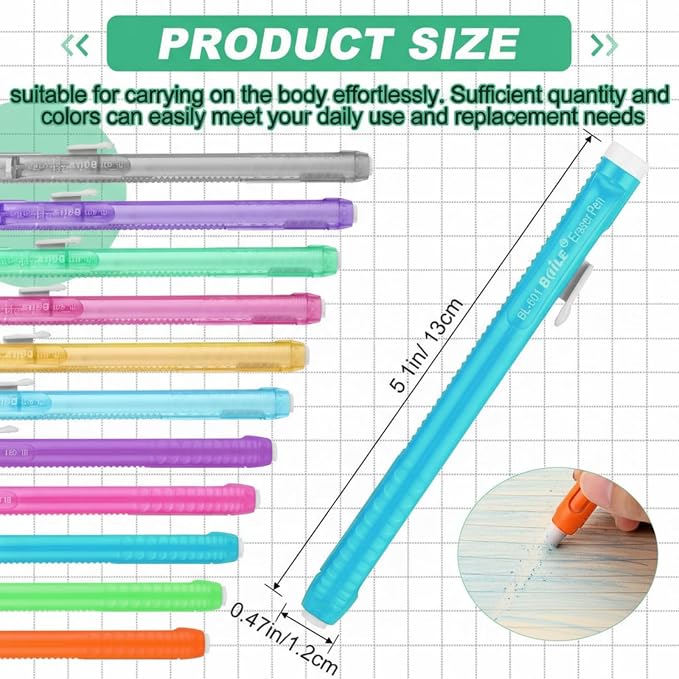 Ctosree 48 Pcs Retractable Mechanical Eraser Bulk Portable Pen Erasers - Image 2