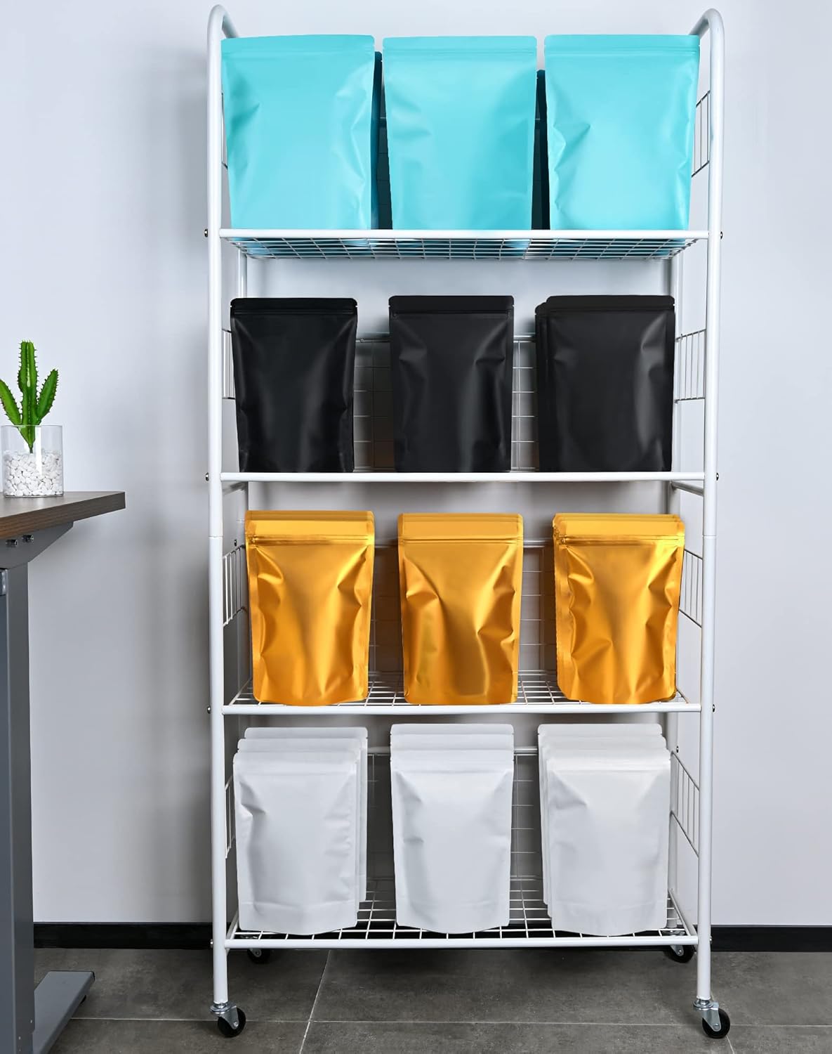 100 Pack Resealable Stand Up Bags,5.5" x 8.6" Smell Proof Pouch Sealable Foil Pouch Bags for Packaging (White)