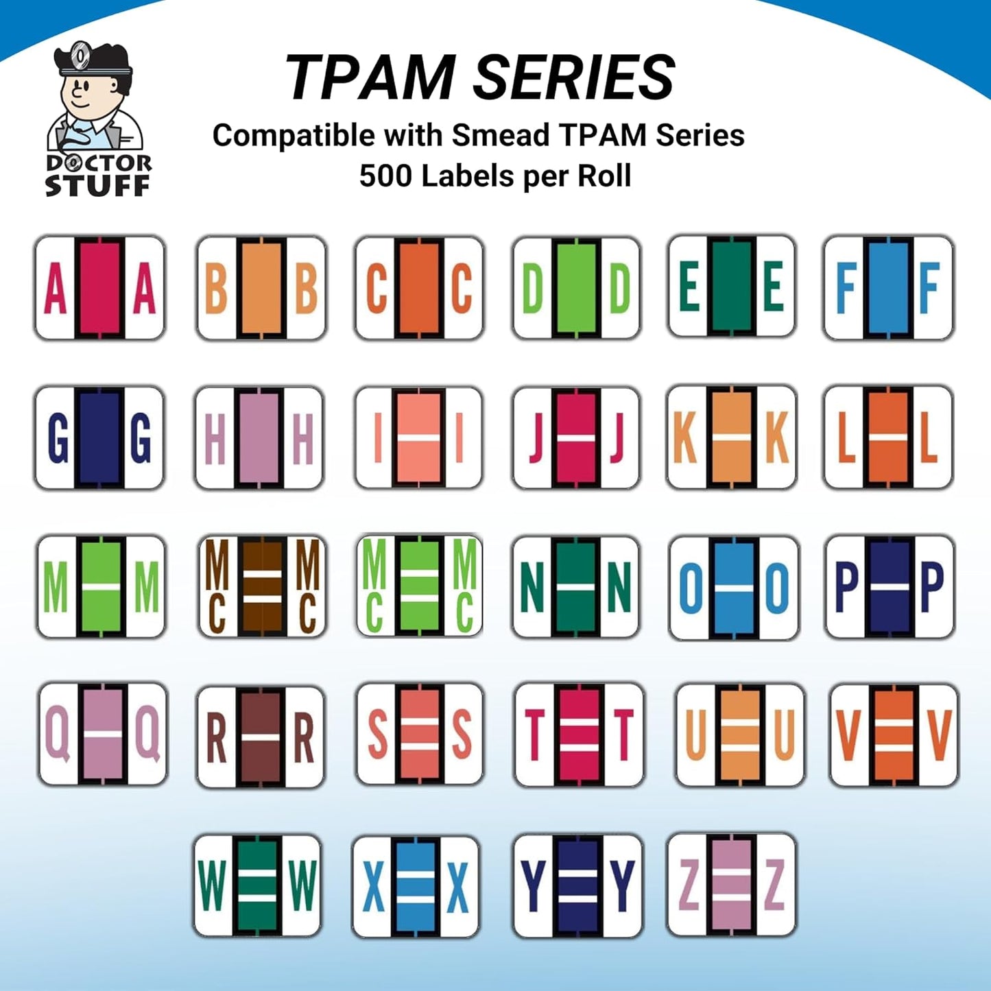 Doctor Stuff - File Folder Labels, Alphabet Letter H, Compatible with Smead BCCR/BCCS - TPAM Series, Lilac, 1" x 1-1/4", 500/Roll