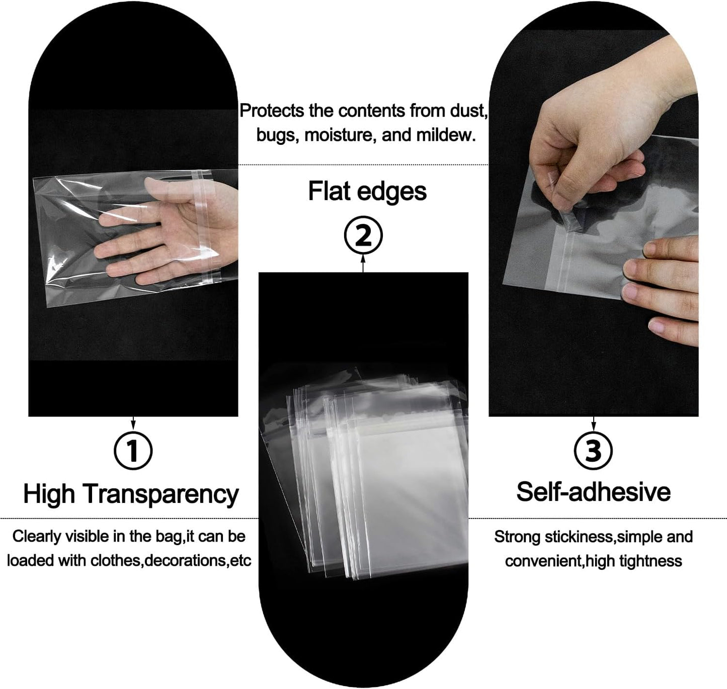 AUEAR, 12"x18" (100 Pack) Clear Plastic Sleeves - Acid Free 1.6Mil Crystal Resealable Bags -Fit for Prints, Photos, Documents, Clothing, T-Shirt