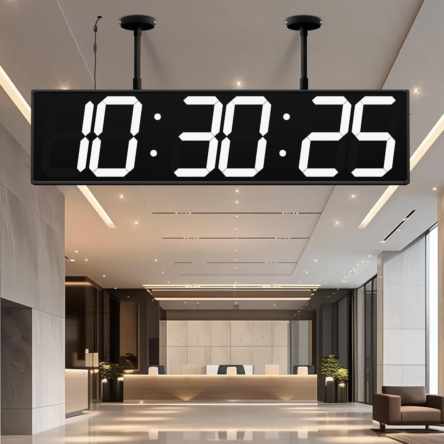 Digital Clock Large Display 1928" with Remote Control,Double-Sided Clock, Suspended Design for Hospitals, Factories, Airports.