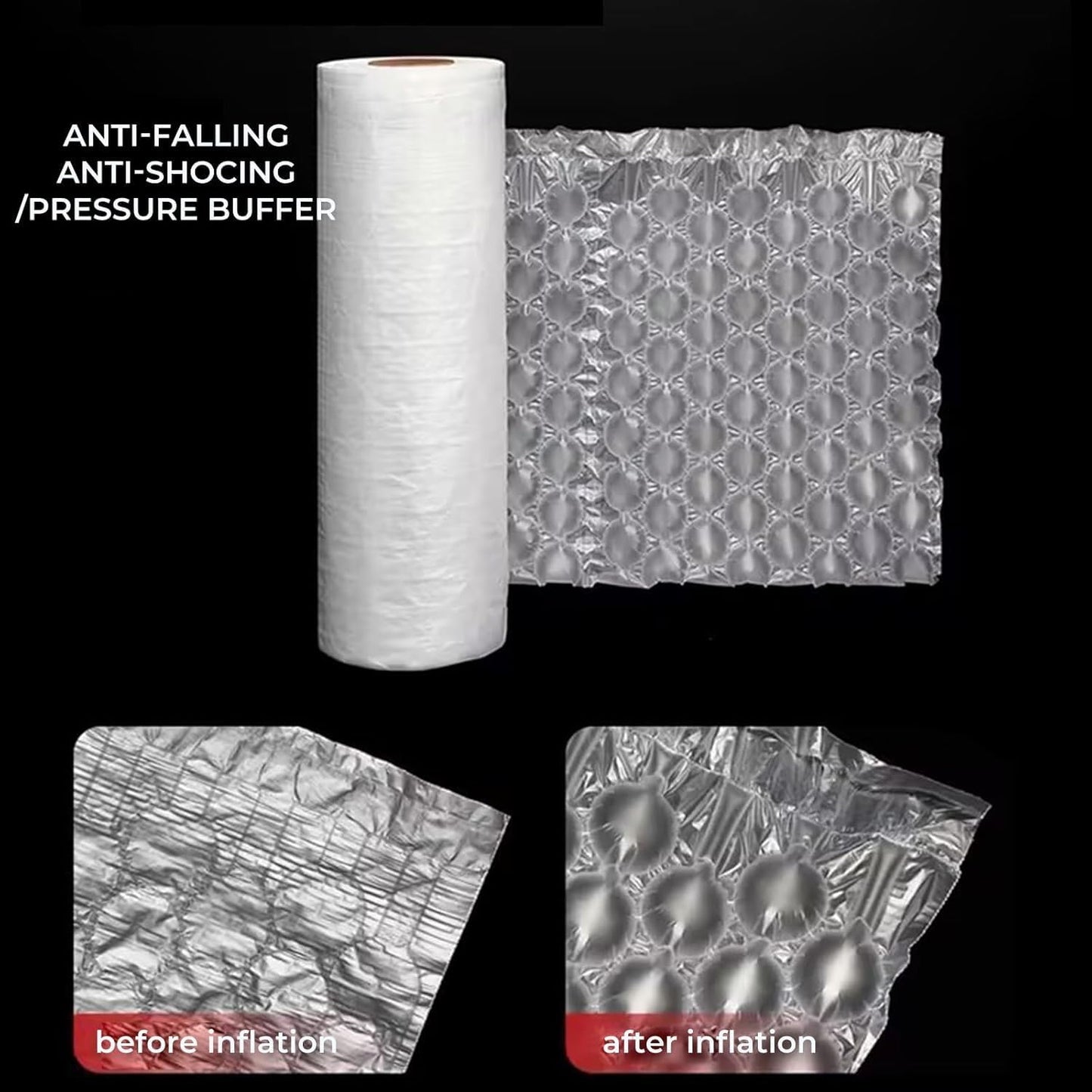 Air Cushion Film, 985Ft Roll Bubble Bags Film, Bubble Cushioning Wrap for Gaps Filling & Cushioning, Anti-Shock, Moisture Resistant, High Air Tightness, 16 Inch Width