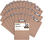 Clipboards Bulk, EZZGOL 36 Pack Letter Size Wood Clipboards, Low Profile Clip by Ezzgol