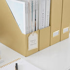 BLU MONACO | Gold Cardboard Magazine File Holder Set of 4 | Vertical Magazine - Image 4