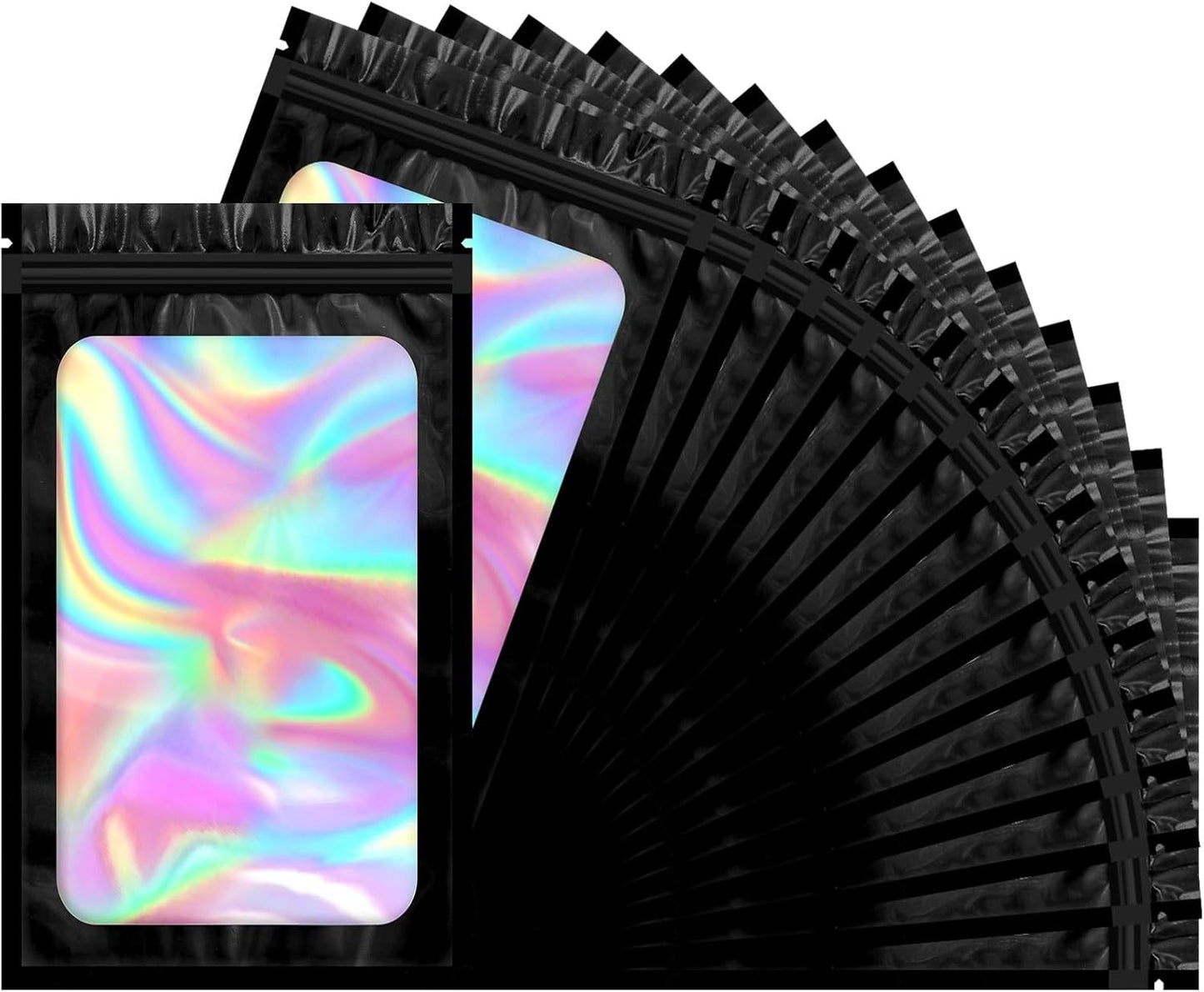 Mylar Bags, 100 PCS Packaging, Small Smell Proof With Clear Window, Resealable for Small Business, Sample Candy Sealable, Freshie, Black (4x6 Inch)