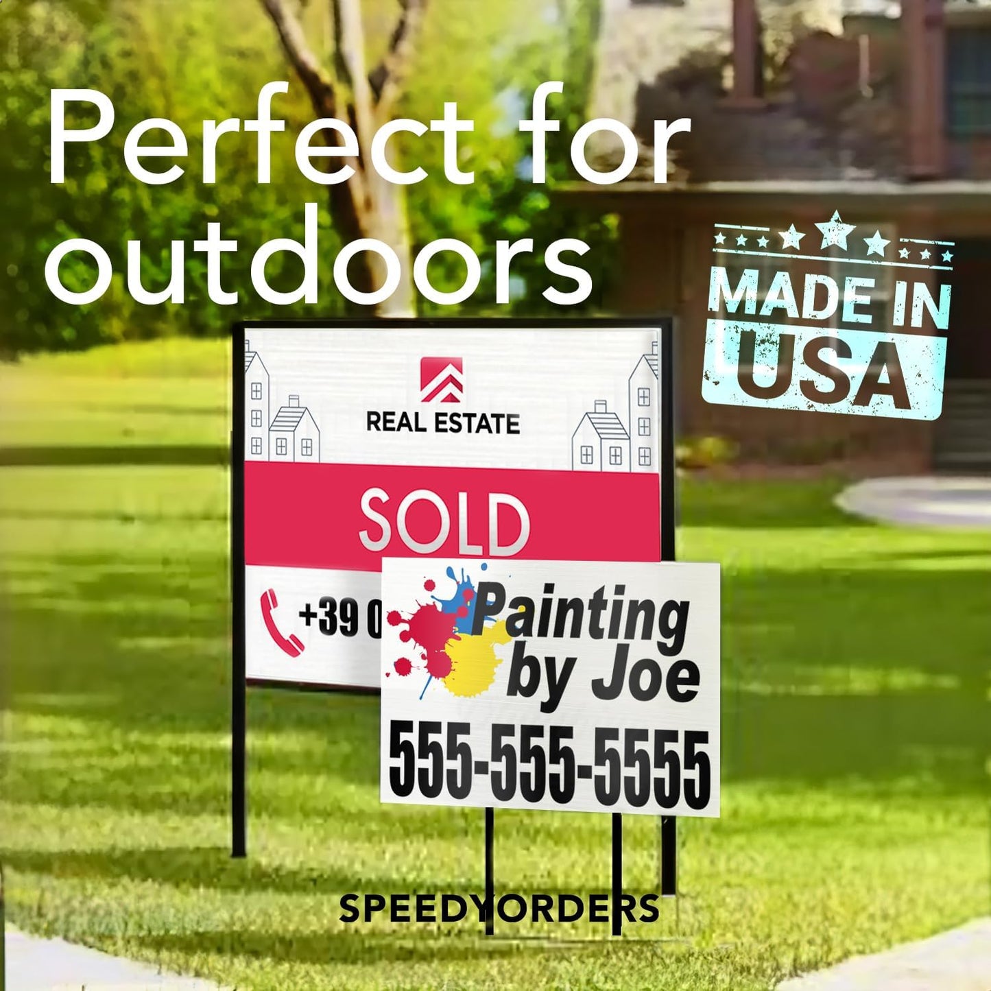 Custom Outdoor Aluminum Signs, Personalized Business Signs, Waterproof Silver Brushed Metal 10x7 In