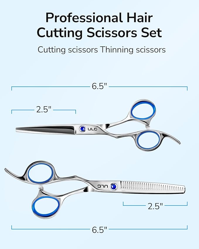 ULG Left Handed Hair Cutting Scissors Thinning Shears Kit Professional Barber - Image 3
