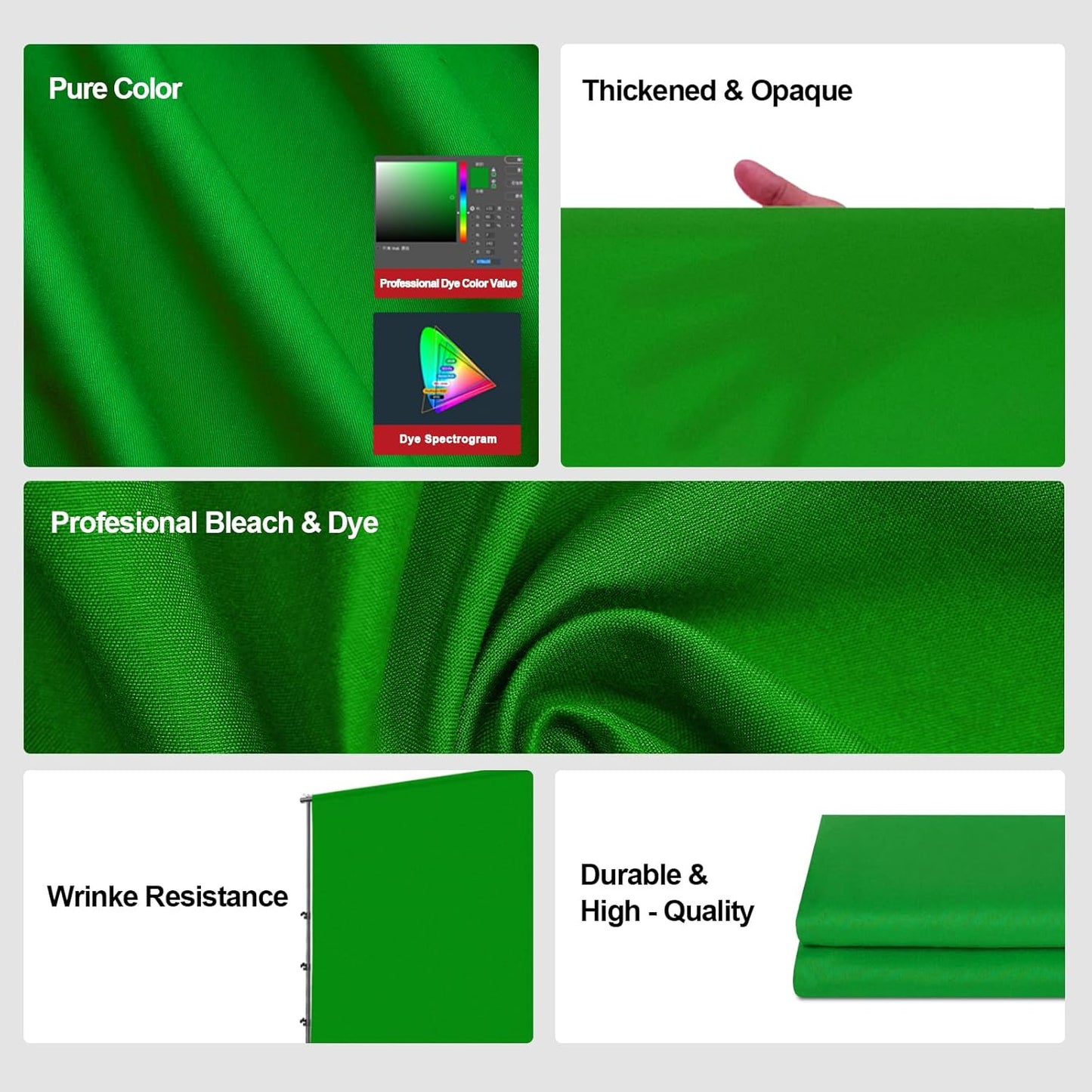 3.3x5Ft Green Backdrop Photography Background, Green Sreen for Photo Studio, Portraits, and Product Shooting, Photo Booth Backdrop, Video Recording Parties