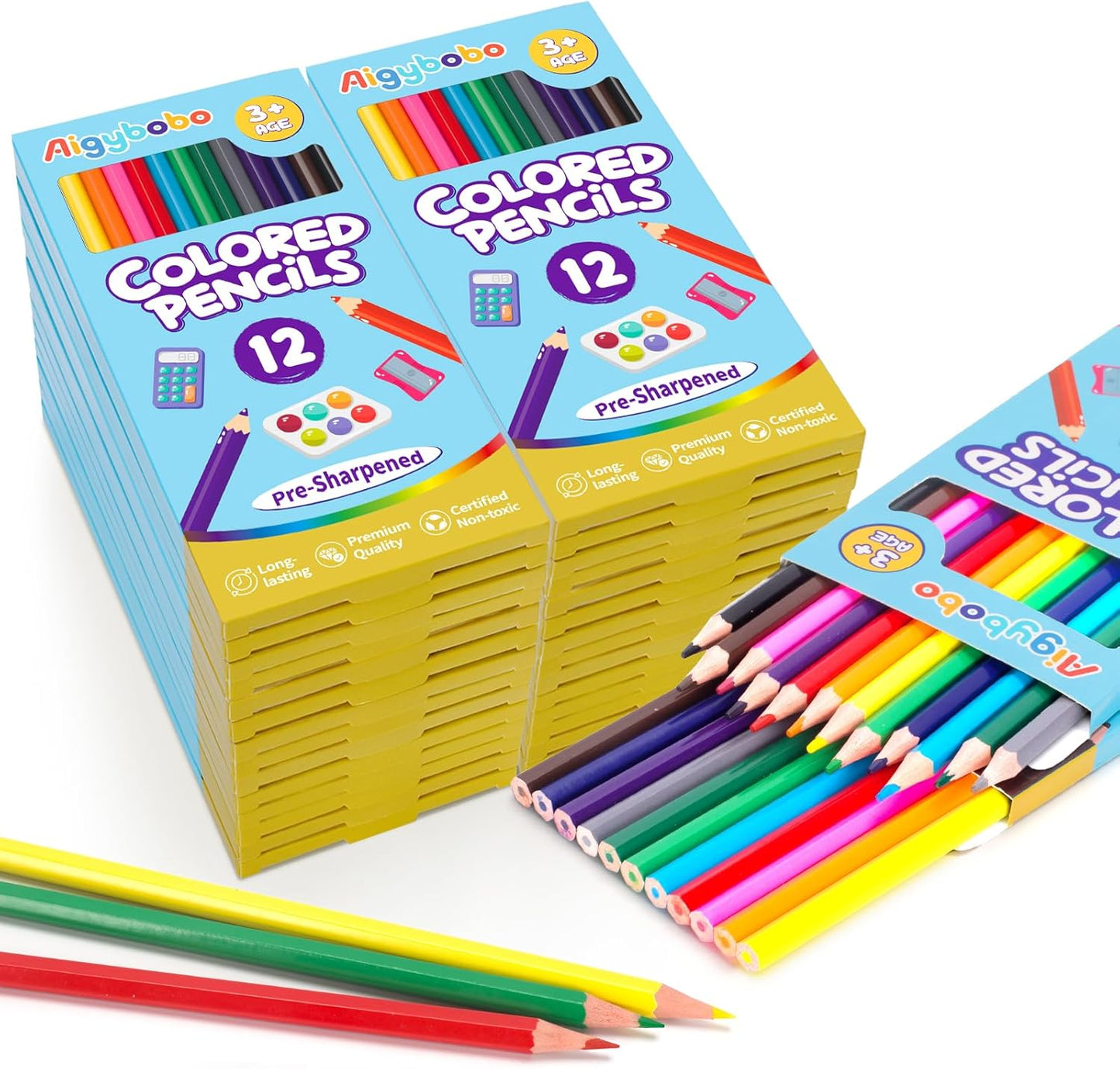 Aigybobo 360 Count Colored Pencils Bulk, 30 Pack Colored Pencils for Kids 12 Colors, Pre-sharpened Color Pencils, Bulk Coloring Pencils School Supplies for Teachers, Classroom Prizes, Art Supplies