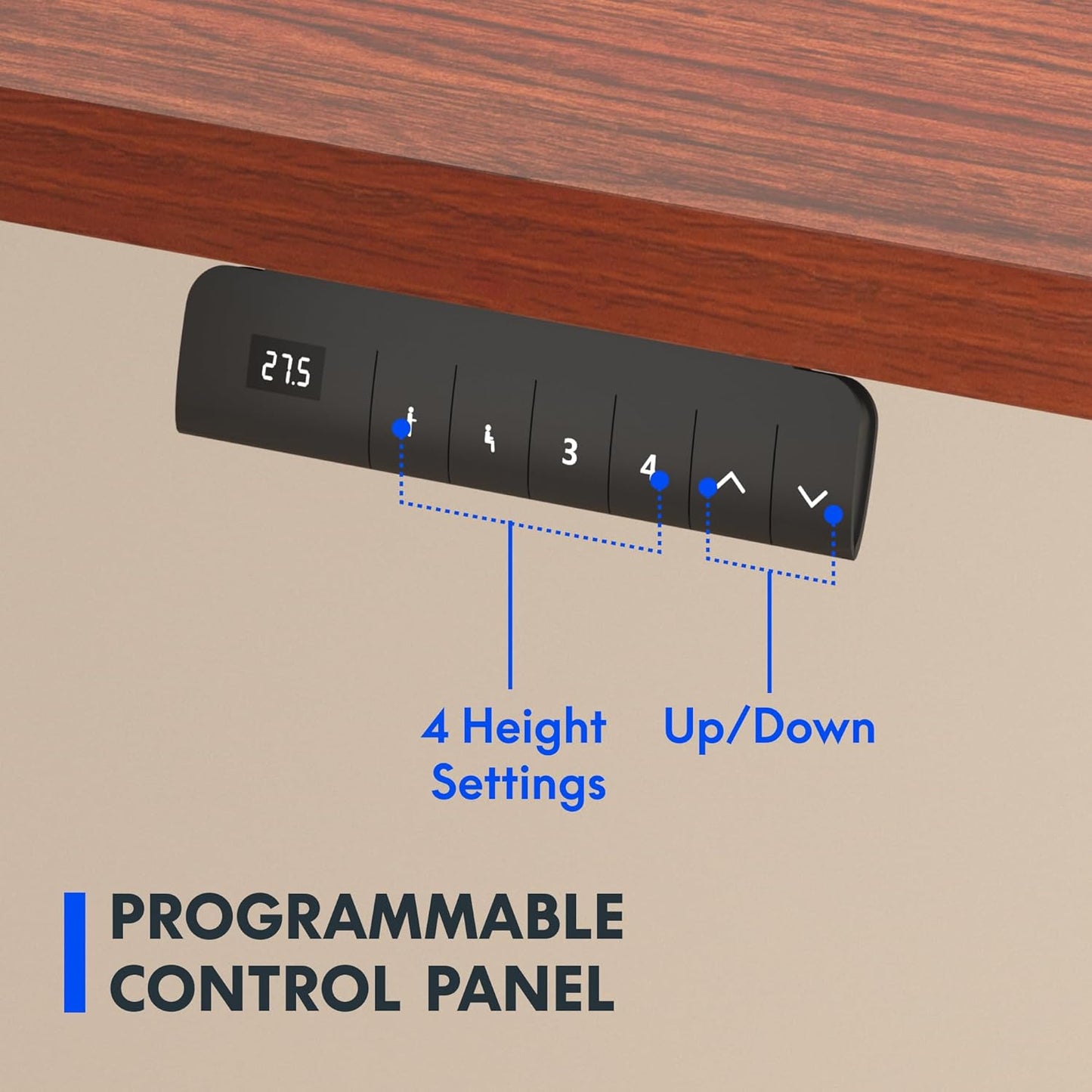 FLEXISPOT E3 Dual Motor Electric Standing Desk 48x30 Inch Whole-Piece Board Height Adjustable Electric Sit Stand Desk (White Frame + Mahogany Desktop, 2 Packages)
