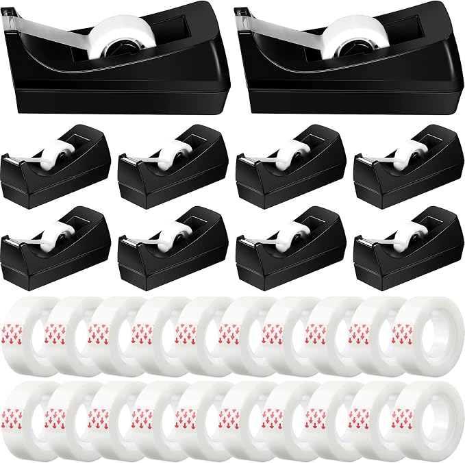 Yahenda 10 Pack Black Desktop Tape Dispenser Non Skid Base by Yahenda