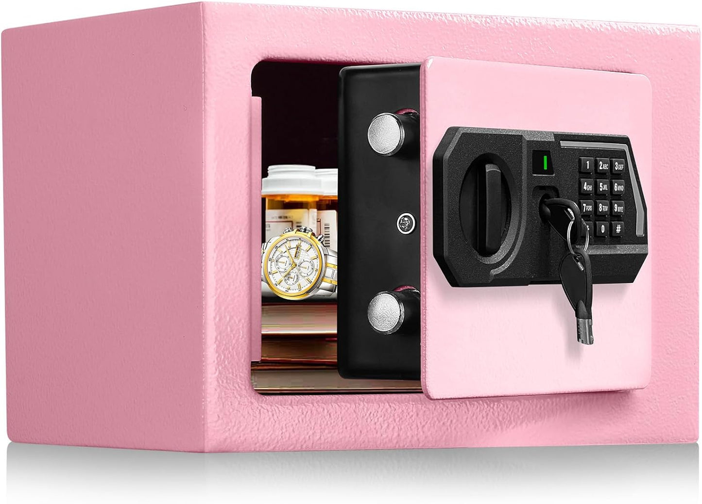 TOTOY Small Personal Safe Box 0.5 Cu Ft- Electronic Digital Security Safe Steel Construction Hidden with Key Lock, Wall or Cabinet Safety Box for Home Office Hotel Business Jewelry Gun Cash Money