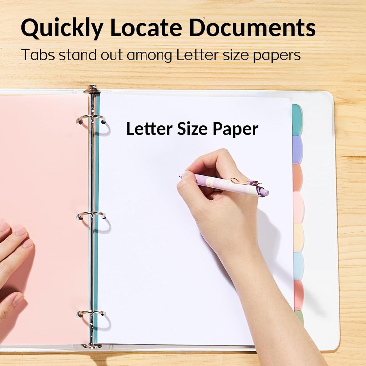 Sooez 8 Tabs Long-Lasting Plastic Write & Erase Large Tabs Dividers for 3 Ring Binder, Aesthetic Cute Pastels Binder Dividers for Student, Teacher, Office, Home Organizers, 3 Sets, Muted