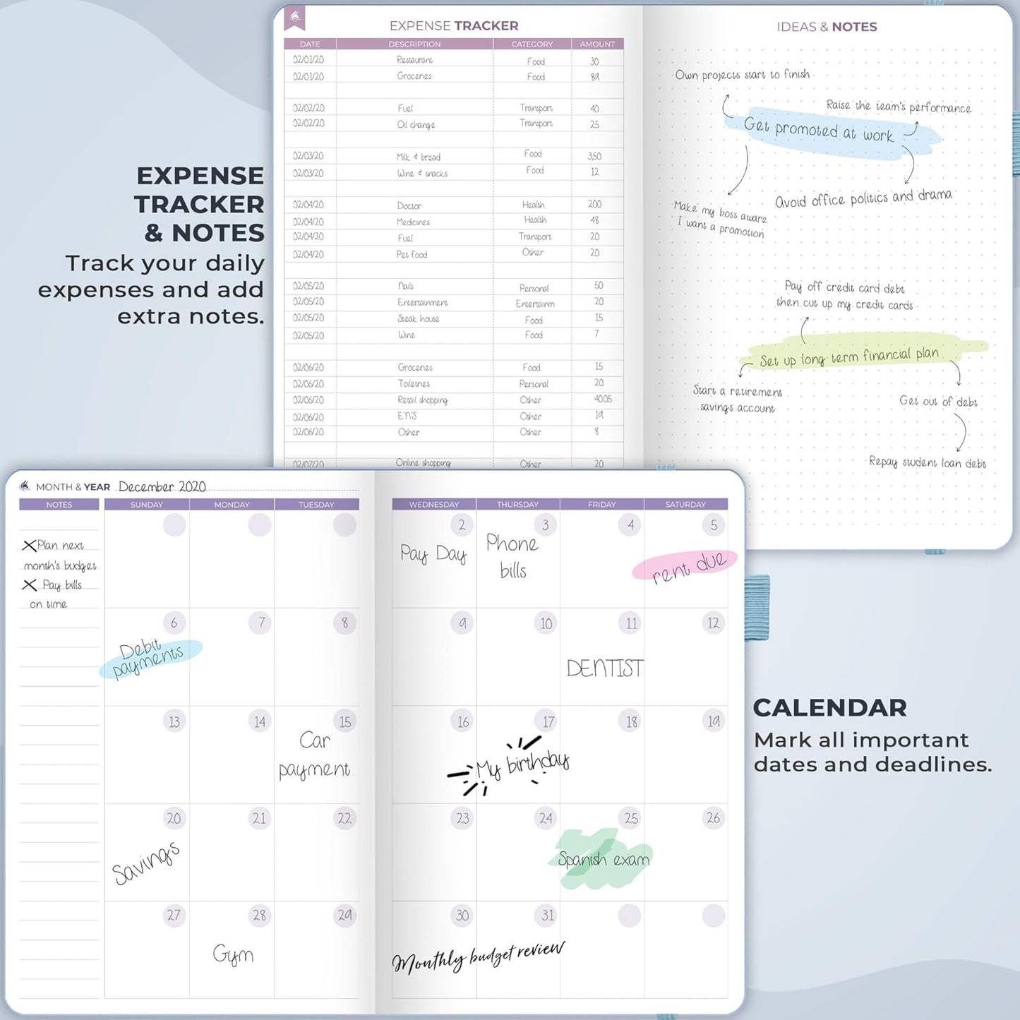 Clever Fox Bi Weekly Budget Planner – Undated Financial Organizer Book – Expense Tracker, Budgeting & Bill Notebook, A5 (Periwinkle)