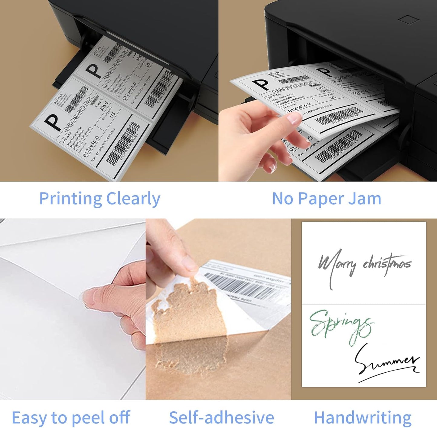 Half Sheet Shipping Labels 8.5x5.5 Inches, FungLam Half Page Labels, 8.5”x11” Self Adhesive Shipping Labels for Laser&Inkjet Printers, White Mailing Address Labels, 2 Labels Per Sheet, 50 Labels.