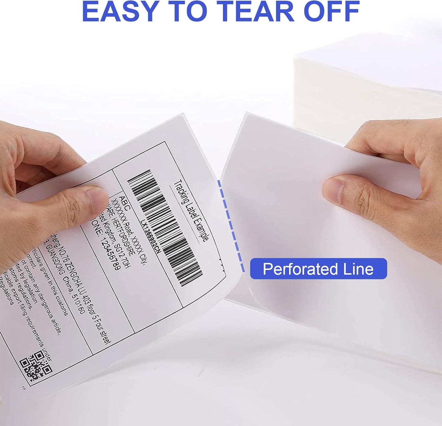 RyhamPaper 4" x 6" Fanfold Direct Thermal Labels White Mailing Postage Labels, Perforated, Permanent Adhesive Shipping Labels (1 Stacks - 500 Labels)