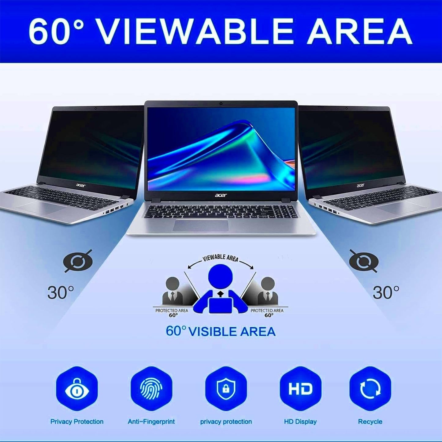 17.3 Inch 16:9 Laptop Privacy Screen Filter - Computer Monitor Privacy Shield and Anti-Glare Protector