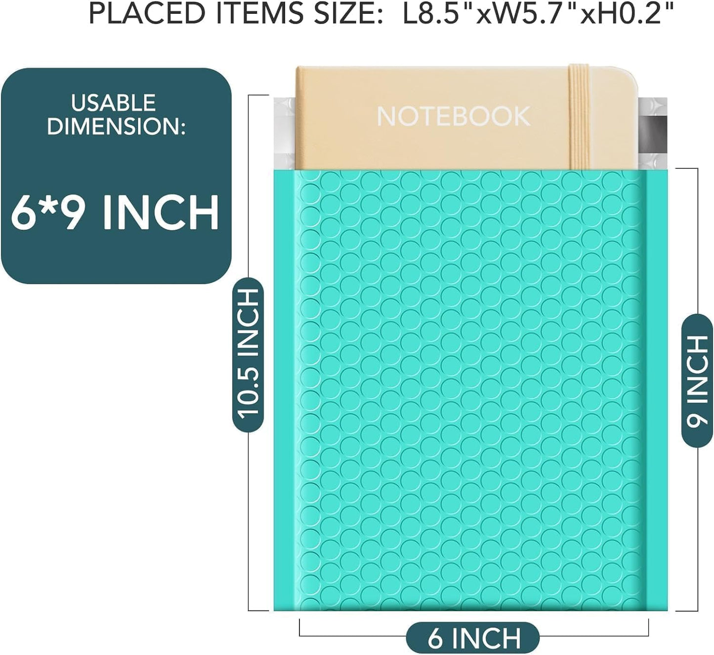 Metronic 3000 Pack Bubble Mailers 6x10 Inch Teal Bubble Mailer Usable Size 6x9'' Waterproof Padded Envelopes for Packaging, Shipping, Mailing, Small Business Supplies