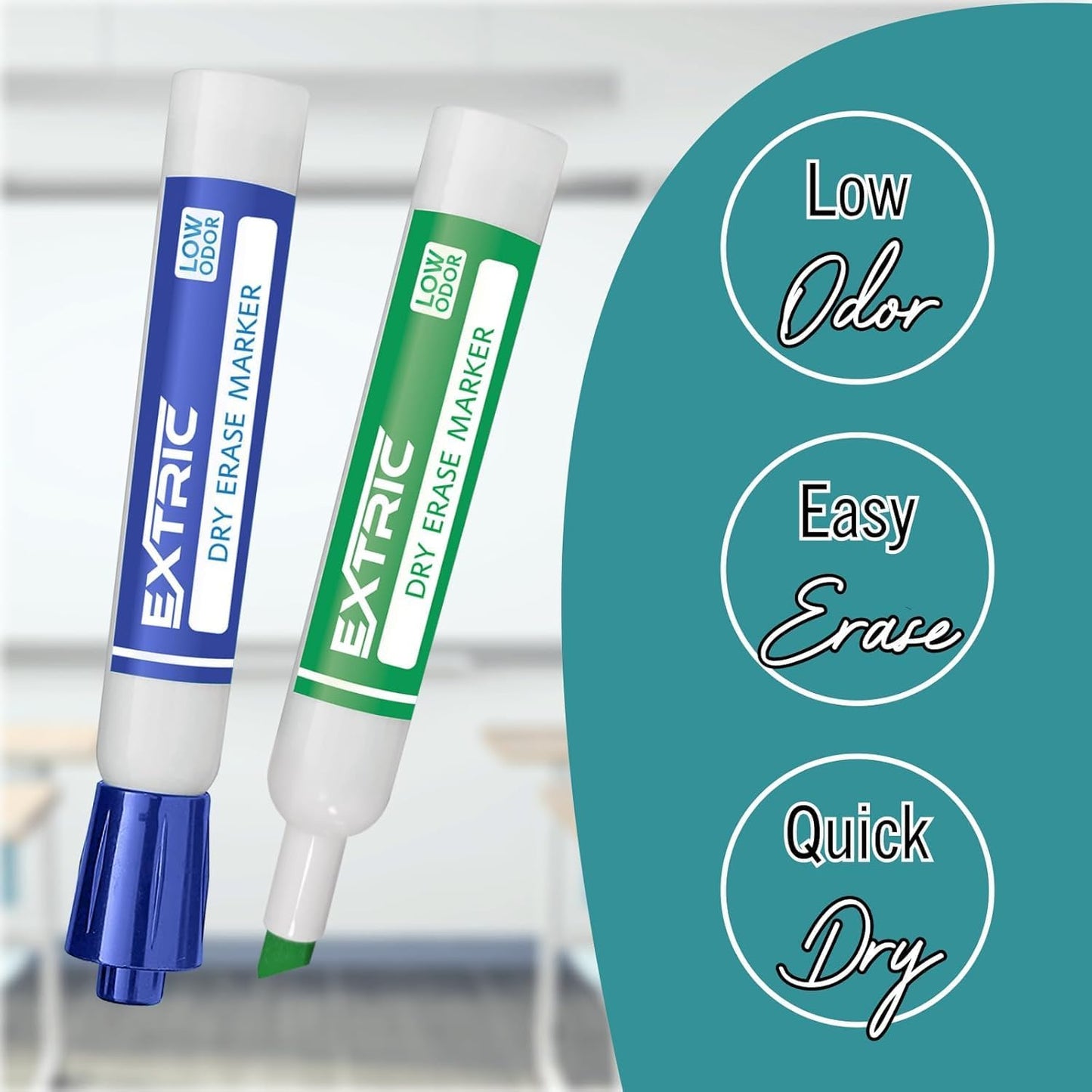 EXTRIC Dry Erase Markers Bulk 48 Pack, Whiteboard Markers Bulk 8 Colors Chisel Tip White Board Marker, Thick Dry Erase Marker for Teachers and Students
