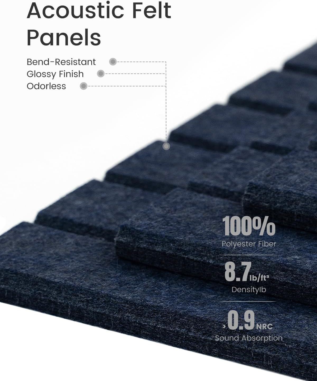 Felt Bulletin Board Tiles -28"x18" with 40 Adhesive Tabs, Cork Board Alternative for Office Decor, Push Pin Board Wall Organizer 6-Pack (Denim Blue)