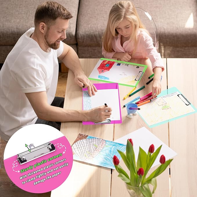 60 Pcs Plastic Clipboards Bulk 20 Assorted Colors 12.5 x 9 in Clear Colored - Image 5