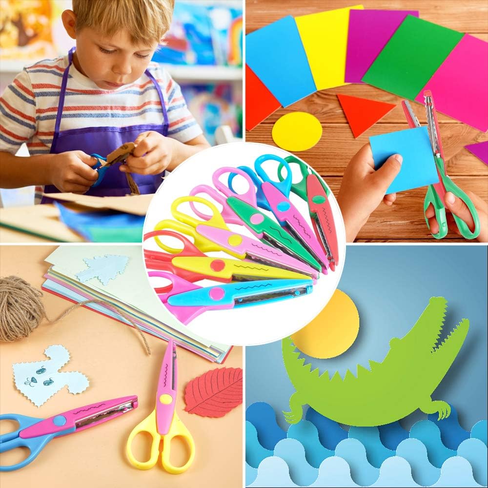 Decorative Paper Edge Scissor Set –5'' Colorful Paper Edger Scissors Great for Kids, Teachers, Crafts, Scrapbooking, DIY Projects and Kids Crafts, Set of 6 (5inch)