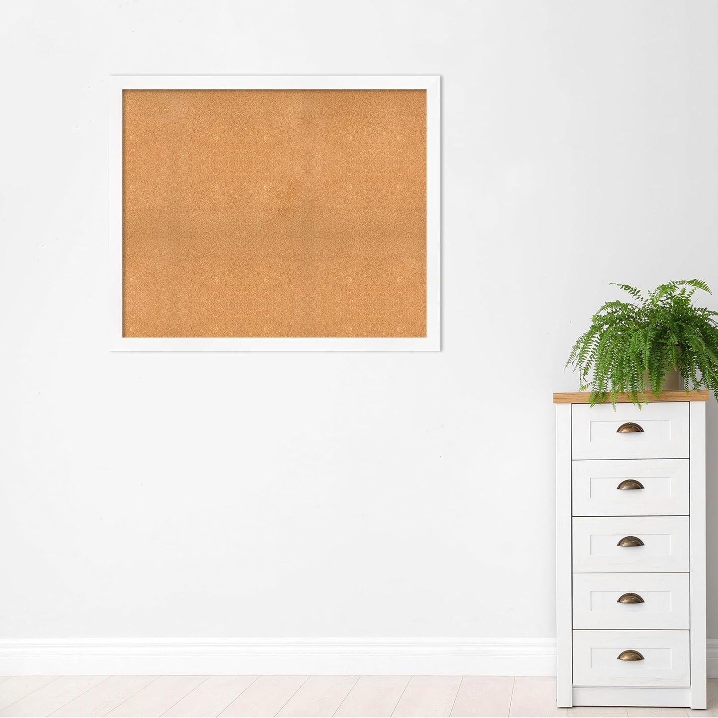 Amanti Art Natural Cork Board for Wall, 39x47 Vision Board with White Frame, Oversize Corkboard Office Decor for Home Organization, Modern Corkboard Pinboard to Display Items for Home Organization in