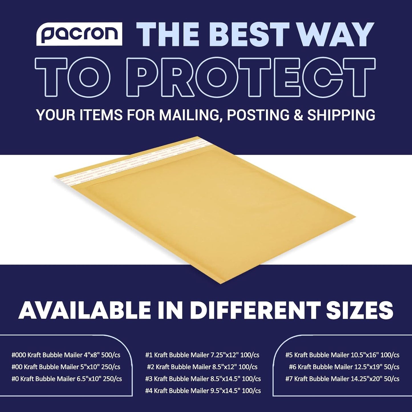 Kraft Bubble Mailers 100 Pack, 10.5 x 16 Inch Padded Shipping Envelopes, Yellow Mailing Envelopes for Documents & Packages, Durable & Lightweight, Made in USA