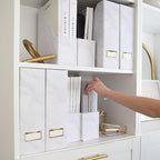 BLU MONACO Set of 4 Magazine Holders | White Marble Design - Image 4