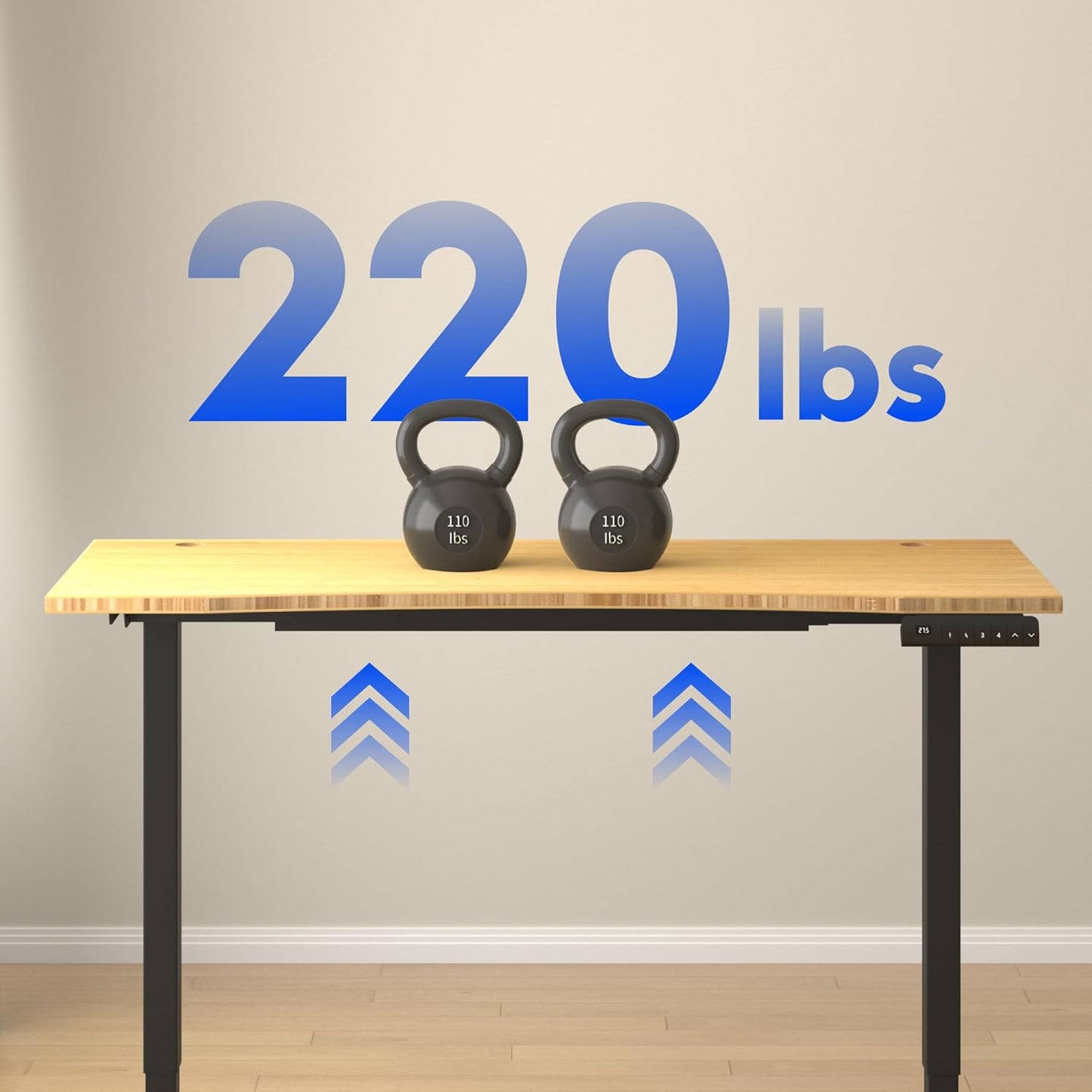 FLEXISPOT E3 Bamboo Dual Motor 55x28 Inch Electric Height Adjustable Standing Desk Whole-Piece Board Desk Sit Stand Up Desk (Black Frame + Bamboo Curved Desktop)