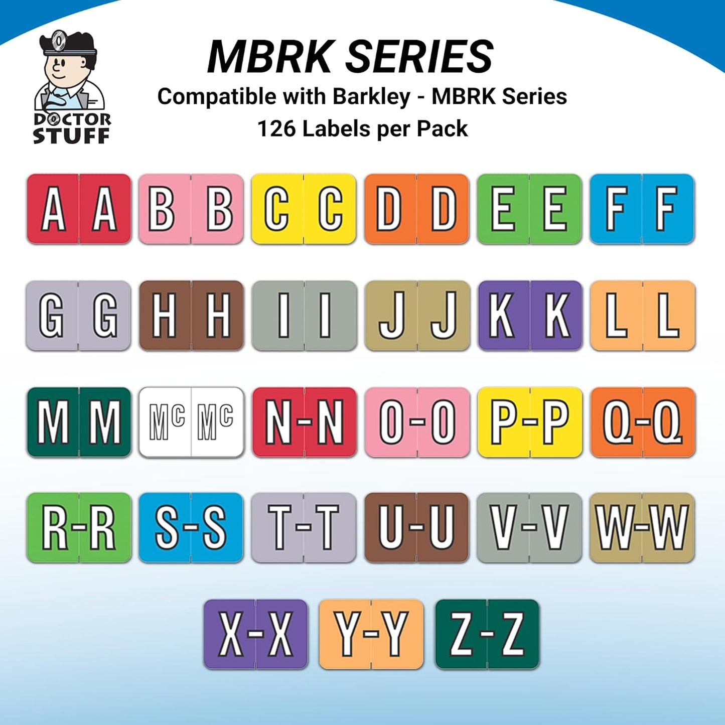 Doctor Stuff - File Folder Labels, Alphabet Letter Y, Barkley/Sycom FABKM - BRAM Series Compatible Alpha Stickers, Light Orange, 1" x 1-1/2", 126 Labels/Package
