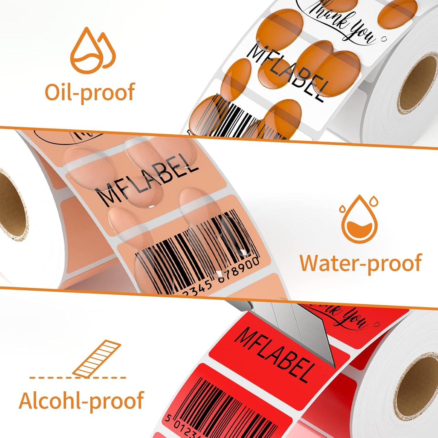 MFLABEL 48 Rolls of 1000 2-1/4 x 1-1/4 Inch Direct Thermal Perforated Shipping Labels,SKU Labels (48 Rolls)