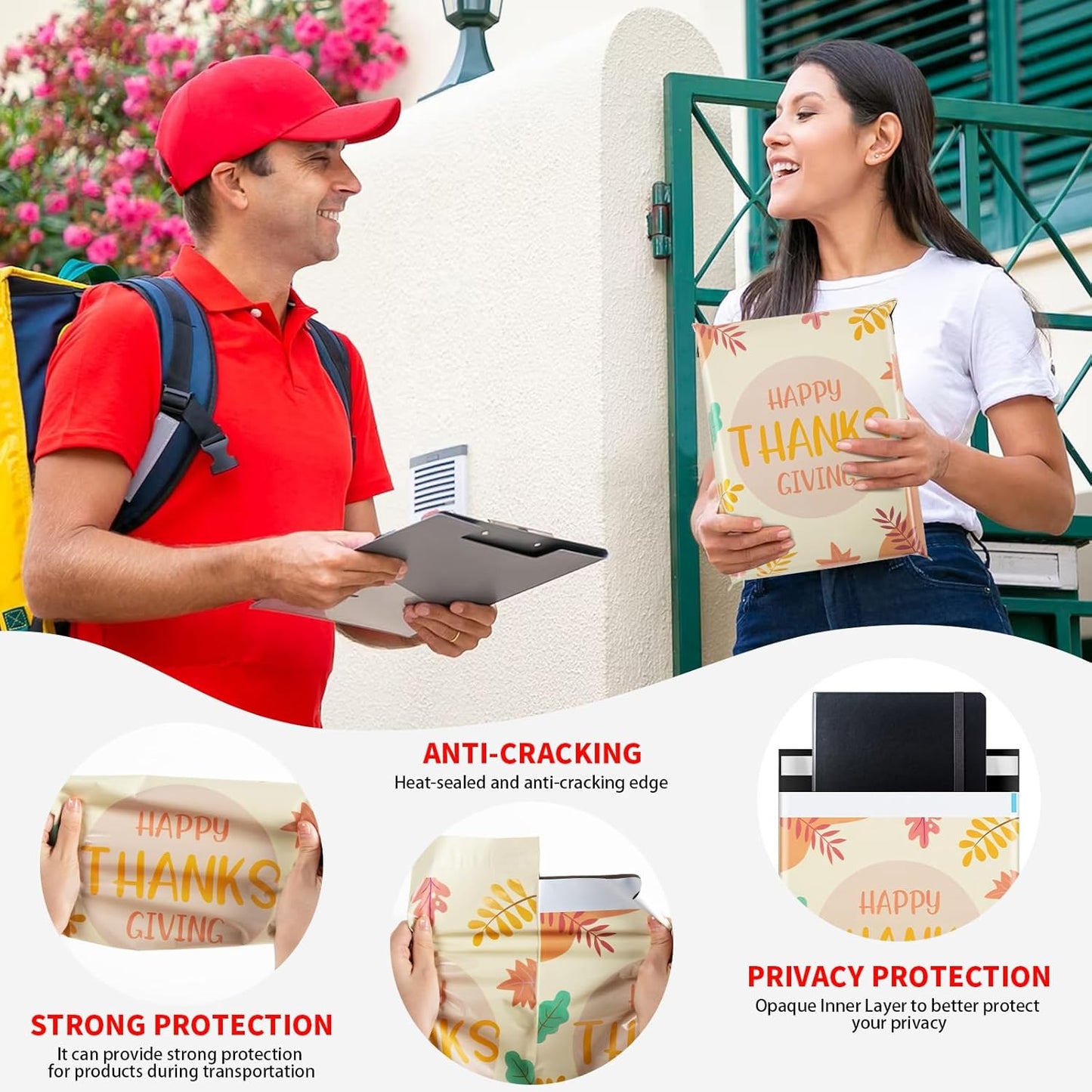 Oududianzi Poly Mailers 10X13, 50Pack Shipping Bags, Fashion Shipping Envelopes, Plastic Packaging Bags, Self-Seal Polymailers, Mailing Poly Bags for Business, Clothing (Leaf)