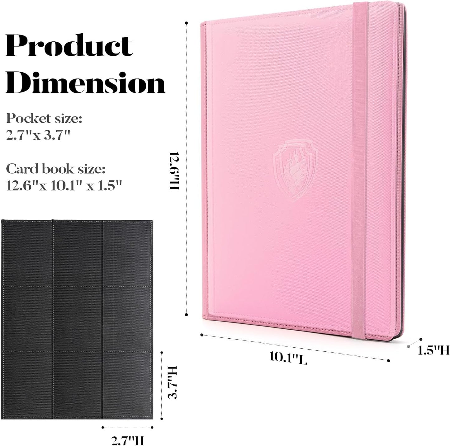 Trading Card Binder - 9 Pocket PU Cover Collection Book for 360 Cards, Premium Sturdy Holder Folders, Album for YuGiOh, MTG, TCG, Game & Sports Cards, Pink