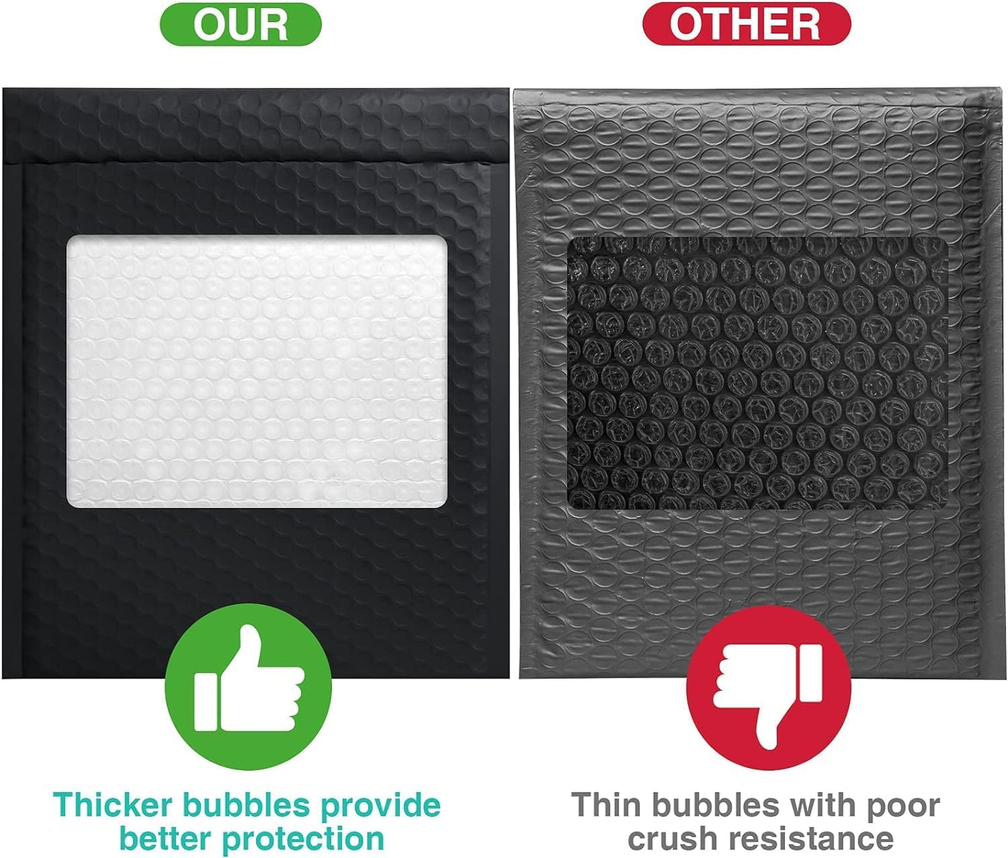 Metronic Bubble Mailers 8.5x12 500 Pack Black Waterproof Thick Padded Envelopes Mailing Envelopes Bubble Padded for Packaging, Makeup, Gift, Mailing, Shipping, Small Items Supplies