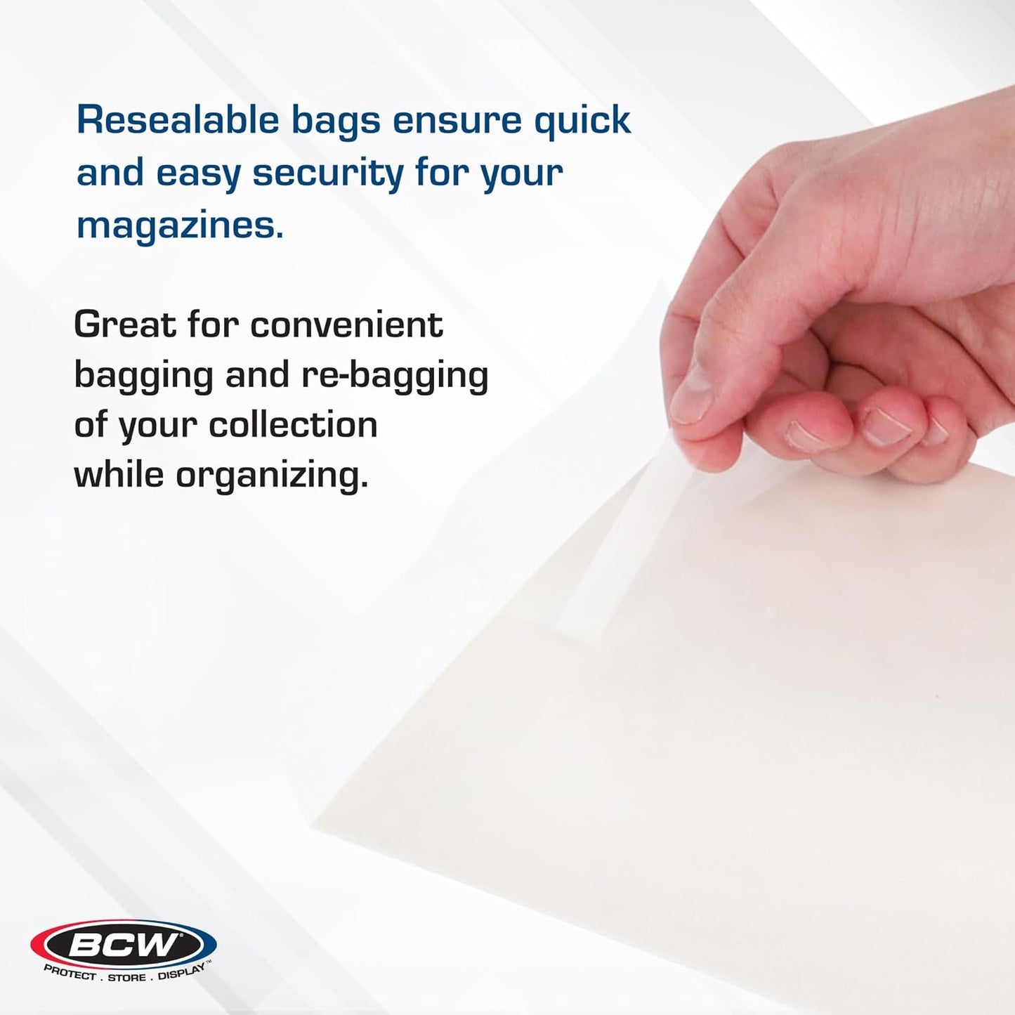 BCW Thick Resealable Magazine Bags - 1 Pack of 100 | Acid-Free, Clear Polypropylene Sleeves for Archival-Quality Storage of Collectible Magazines | Protect Your Valuable Comic Book Collection