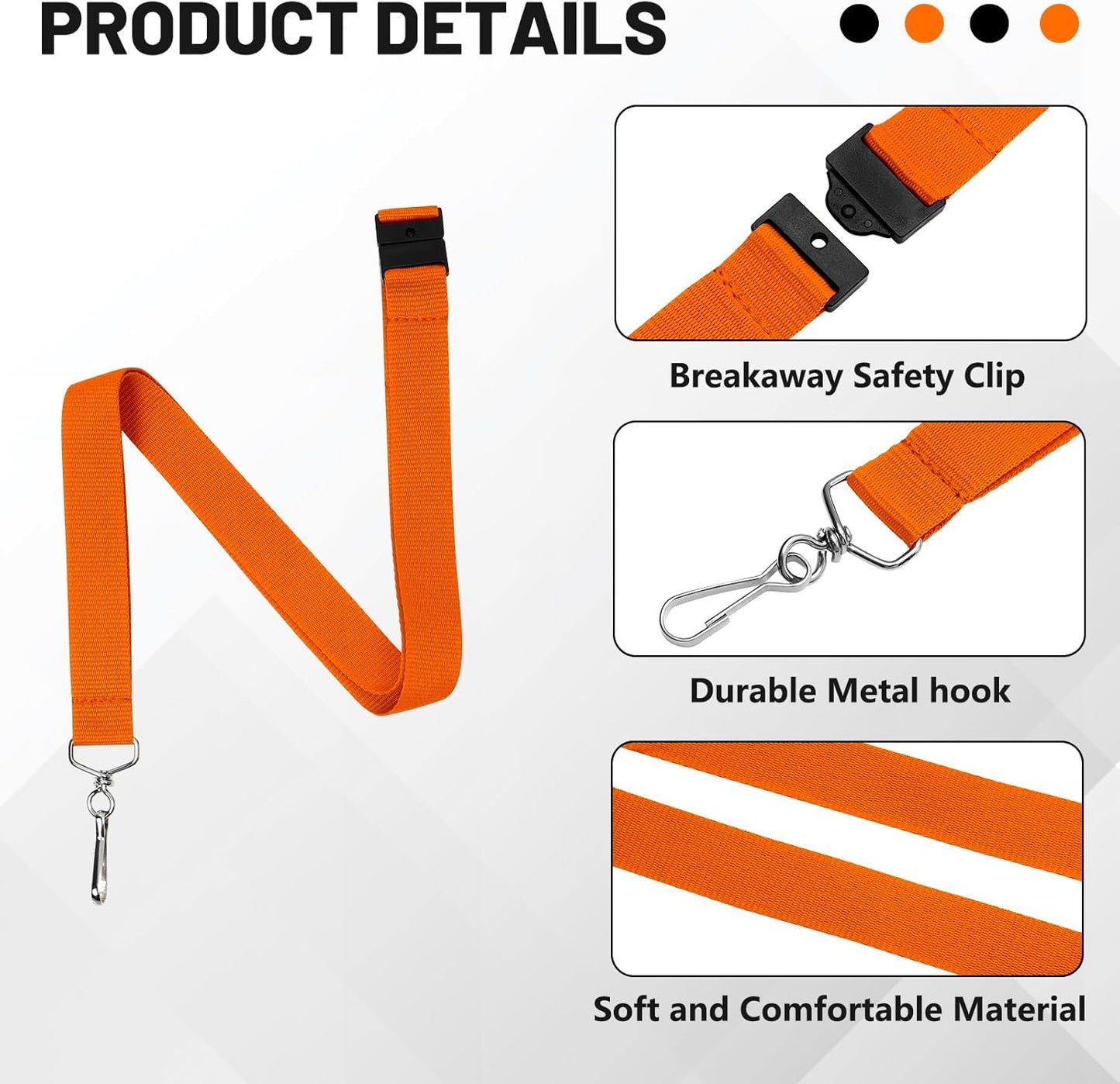 24-Pack Breakaway Lanyards, Polyester Neck Straps for ID Cards, Keys, Office, School & Events