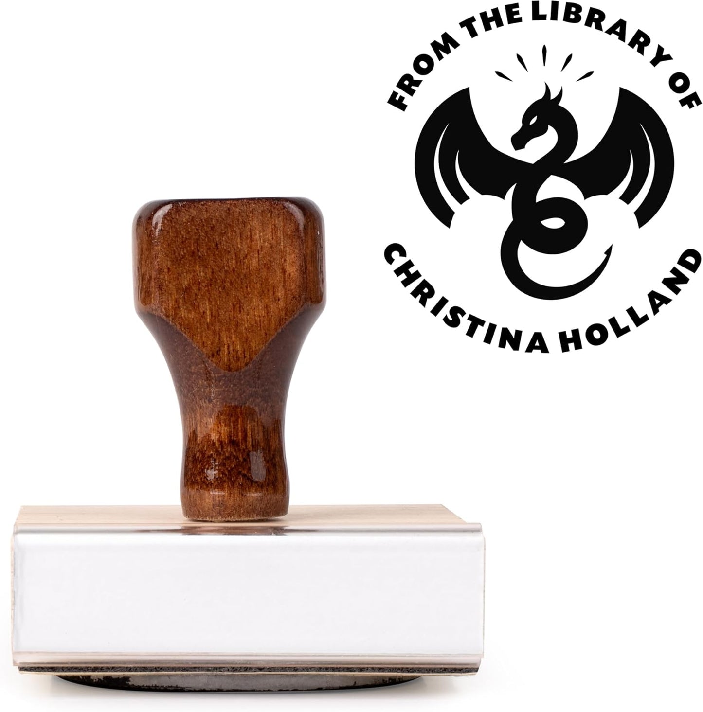 from The Library of Stamp for Fantasy Book Readers | Custom Stamp | Ex Libris | Elevate Your Dark Romance Collection of Stories and Novels (Design 5, Wood Hand Stamp)