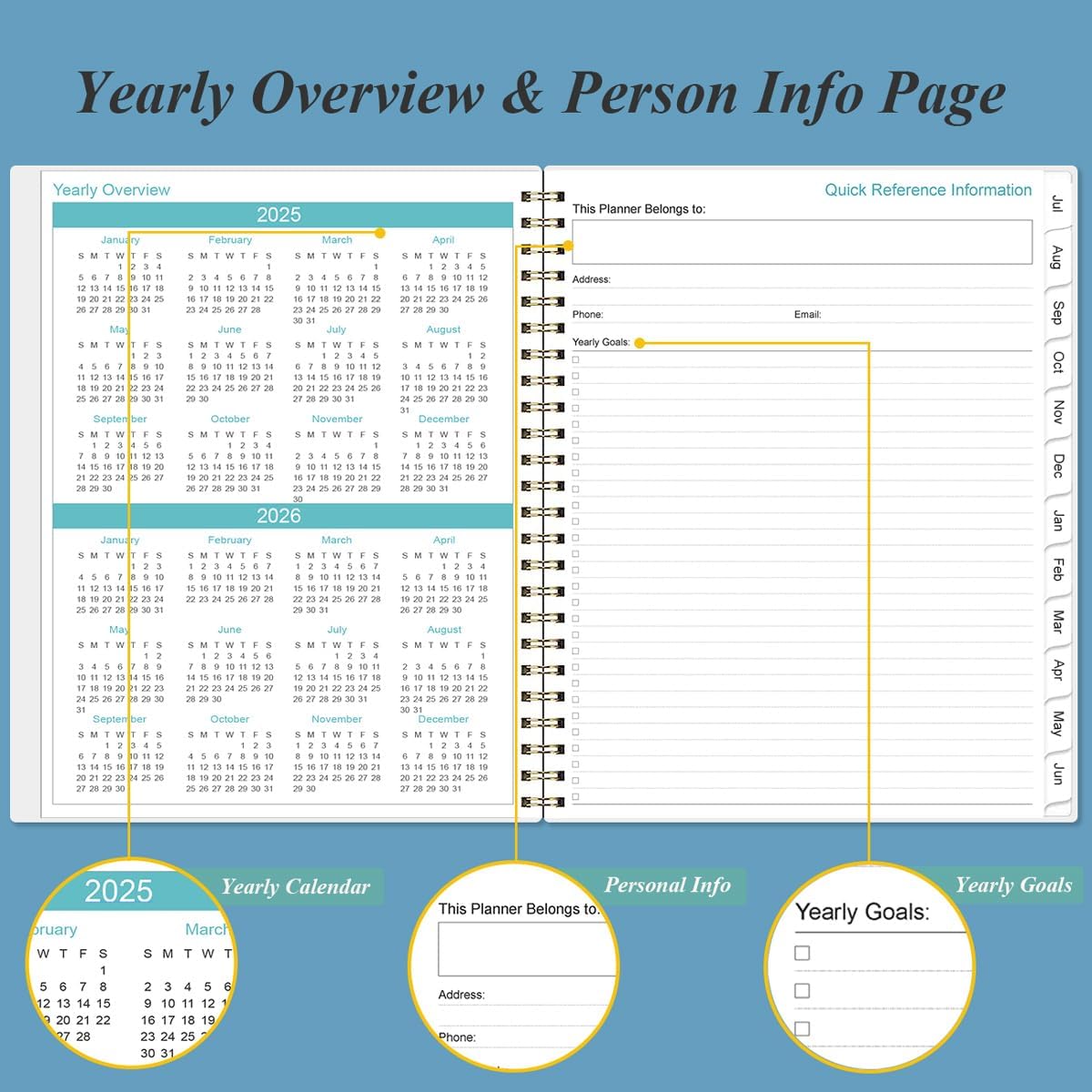 2025-2026 Appointment Book & Planner - 8.5" x 11" Daily Hourly Planner 2025-2026 from July 2025 - June 2026, Weekly Appointment Book with 30-Minute Interval, Blue