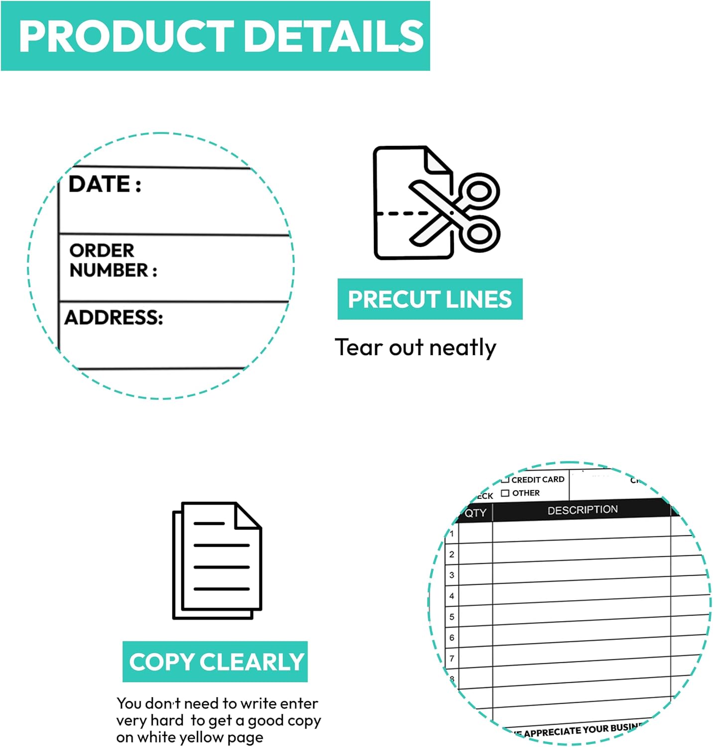 Custom 5.5" X 8.5" Invoice Receipt Book, Carbonless NCR Invoice Book in 3-Part Duplicate Receipts, Estimates, Purchase Orders, Sales Orders, Price Forms with Your Company/Business Name