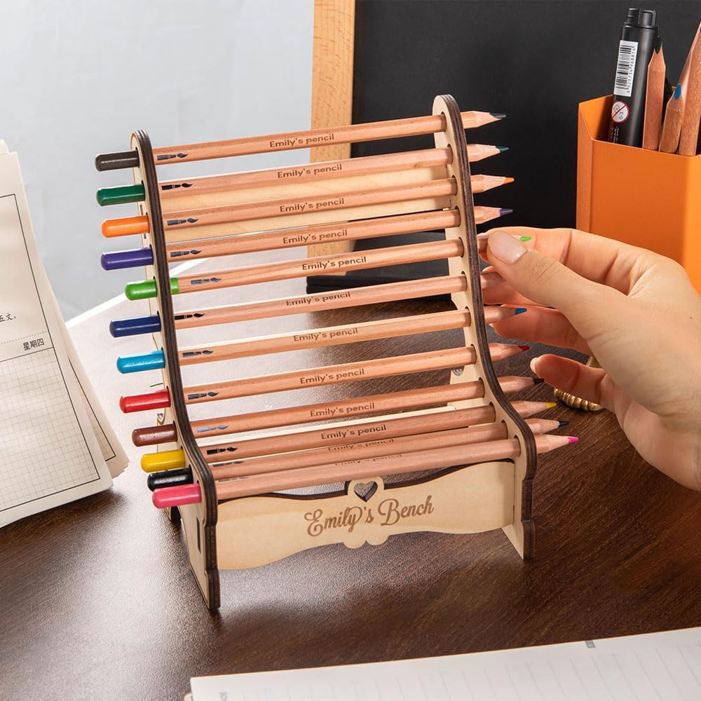 Desk Name Plate Personalized Name 12 Coloring Pencils Bench Name Plate For Desk Custom Teacher Desk Name Plate Student Painting Home Room Decor Gifts For Son Daughter