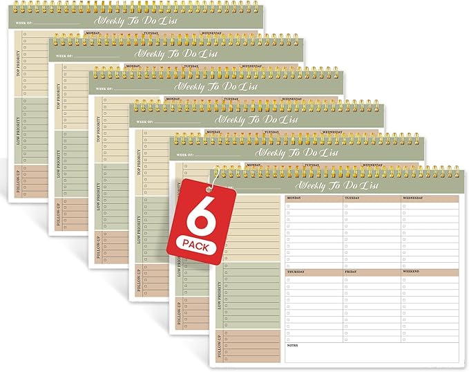 Weekly To Do List Notepad with 52 Undated Sheets（8.5"×11"）6 Pack by Zotia