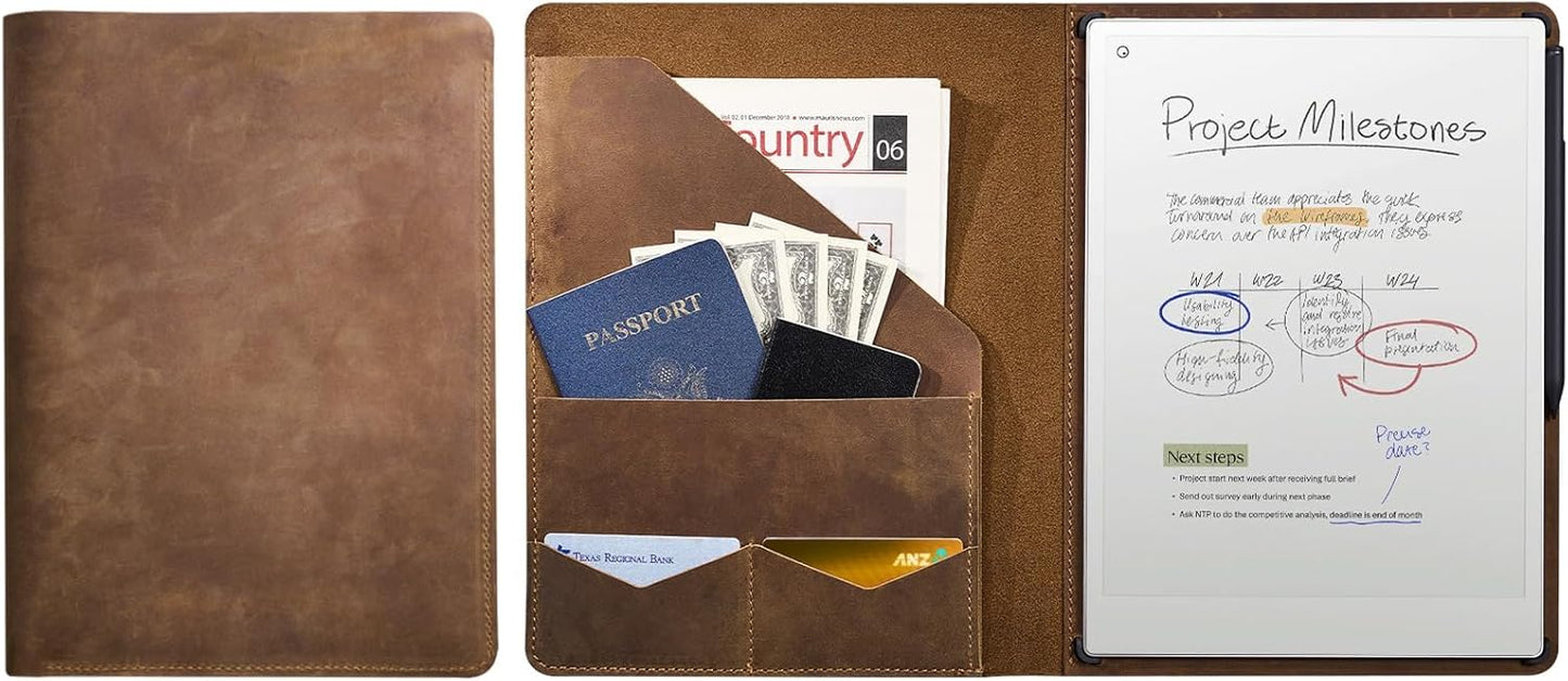 CoBak Premium Genuine Cowhide Leather Case for Remarkable Paper Pro 11.8" (2024) – Slim Magnetic Back Cover with Auto Sleep/Wake, Folder Design, and Corner Protection. Genuine Cowhide